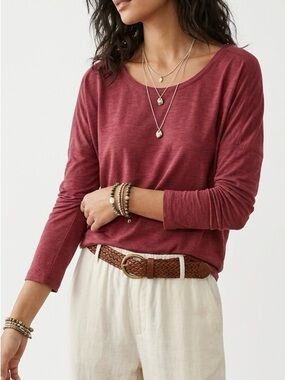 prAna Rogue Twist Back Long Sleeve Top Spiced Wine M Yoga Athleisure Gorpcore